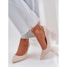 Pintados tacones altos con tostadas puntiagudas beige 6