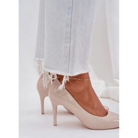 Pintados tacones altos con tostadas puntiagudas beige 7