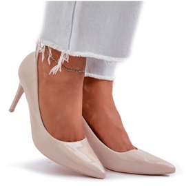 Pintados tacones altos con tostadas puntiagudas beige 8
