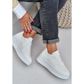 Zapatillas de zapatillas de cuero ecológicas clásicas en la plataforma blanca blanco 2