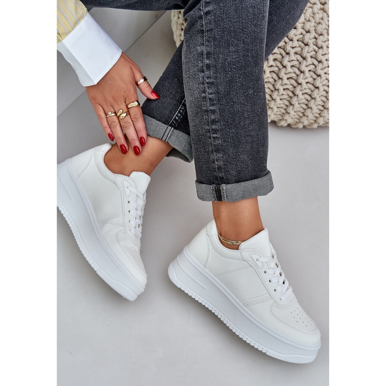 Zapatillas de zapatillas de cuero ecológicas clásicas en la plataforma blanca blanco 2