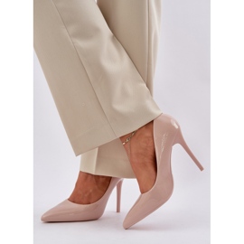 Pintados tacones altos con margen de color beige 7