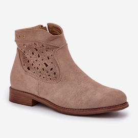 Botas abiertas para mujeres de tacón plano S.Barski Hy51-113 beige 6