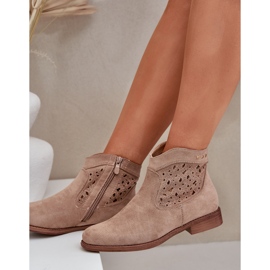 Botas abiertas para mujeres de tacón plano S.Barski Hy51-113 beige 8