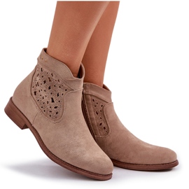 Botas abiertas para mujeres de tacón plano S.Barski Hy51-113 beige 12