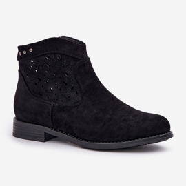 Botas abiertas para mujeres de tacón plano S.Barski Hy51-113 Negro 4