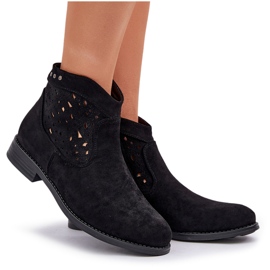 Botas abiertas para mujeres de tacón plano S.Barski Hy51-113 Negro 7