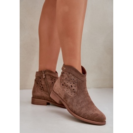 Botas abiertas para mujeres de tacón plano S.Barski Hy51-113 Brown marrón 3