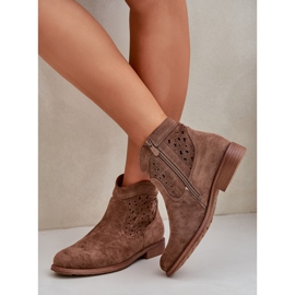 Botas abiertas para mujeres de tacón plano S.Barski Hy51-113 Brown marrón 5