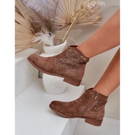 Botas abiertas para mujeres de tacón plano S.Barski Hy51-113 Brown marrón 7