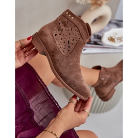 Botas abiertas para mujeres de tacón plano S.Barski Hy51-113 Brown marrón 8