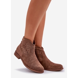 Botas abiertas para mujeres de tacón plano S.Barski Hy51-113 Brown marrón 1