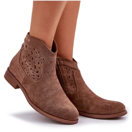 Botas abiertas para mujeres de tacón plano S.Barski Hy51-113 Brown marrón 9