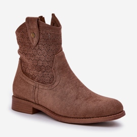 S.Barski Botas abiertas de tacón plano S. Barski Hy51-063 Brown marrón 4
