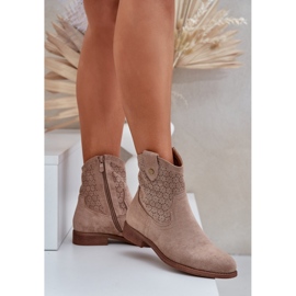 S.Barski Tacones planos abiertos beige 3