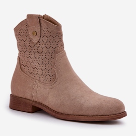 S.Barski Tacones planos abiertos beige 4