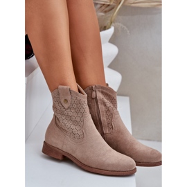 S.Barski Tacones planos abiertos beige 6