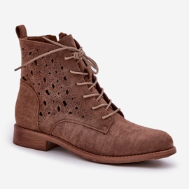 S.Barski Botas de lacee de gamuza con un patrón de trabajo abierto S. Barski Hy51-136 Brown marrón 4