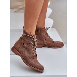 S.Barski Botas de lacee de gamuza con un patrón de trabajo abierto S. Barski Hy51-136 Brown marrón 5