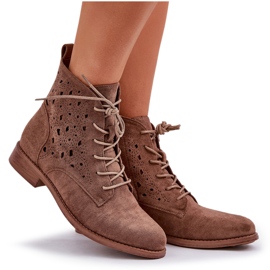 S.Barski Botas de lacee de gamuza con un patrón de trabajo abierto S. Barski Hy51-136 Brown marrón 9