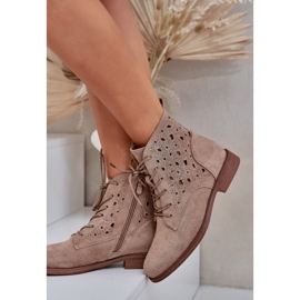 S.Barski Botas de lacee de gamuza con un patrón de trabajo abierto S. Barski Hy51-136 beige 5