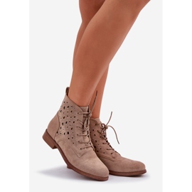 S.Barski Botas de lacee de gamuza con un patrón de trabajo abierto S. Barski Hy51-136 beige 1