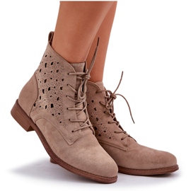 S.Barski Botas de lacee de gamuza con un patrón de trabajo abierto S. Barski Hy51-136 beige 10