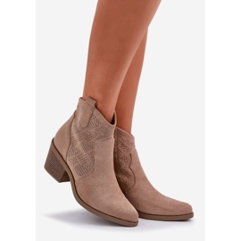 S.Barski Botas de vaquero para el Eco Suede Openwork Zip beige 1 S.Barski Botas de vaquero para el Eco Suede Openwork Zip beige 1