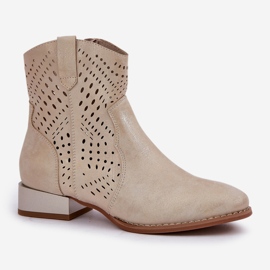Botas de trabajo de aire para mujeres de baja tacón dorado 4