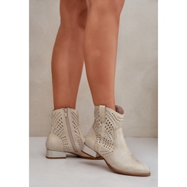 Botas de trabajo de aire para mujeres de baja tacón dorado 3