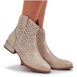 Botas de trabajo de aire para mujeres de baja tacón dorado 10
