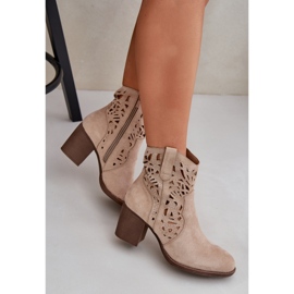 Jezzi Botas abiertas en los tacones de la barra beige 6