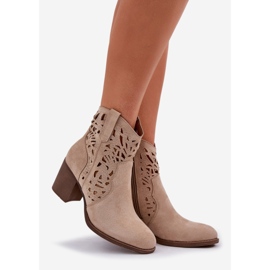 Jezzi Botas abiertas en los tacones de la barra beige 1