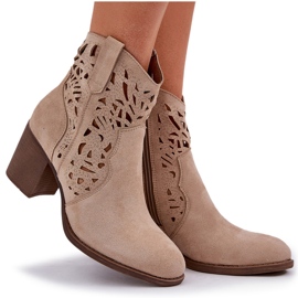 Jezzi Botas abiertas en los tacones de la barra beige 7