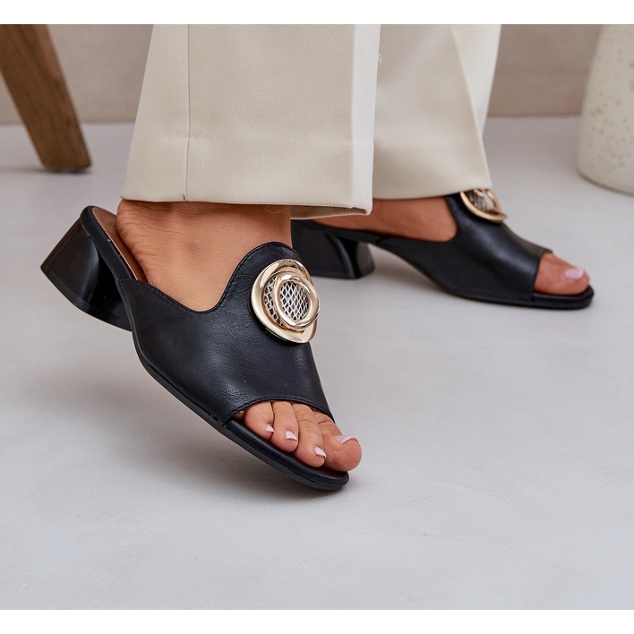 Jezzi Elegantes hojas bajas de mujeres con una decoración negra negro 2