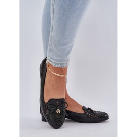 Jezzi Ballerinas de Openwork con un arco de cuero negro ecológico 3