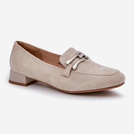 Jezzi Mocasines con un adorno en un delicado tacón ecológico beige 4