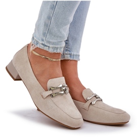 Jezzi Mocasines con un adorno en un delicado tacón ecológico beige 8
