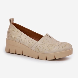 Jezzi Zapatos para mujeres con un patrón de cuña de oro dorado 4