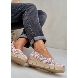 Jezzi Zapatos para mujeres con un patrón de cuña multicolor abierta blanco 6