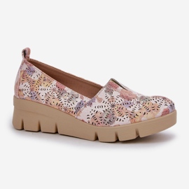 Jezzi Zapatos para mujeres con un patrón de cuña multicolor abierta blanco 4