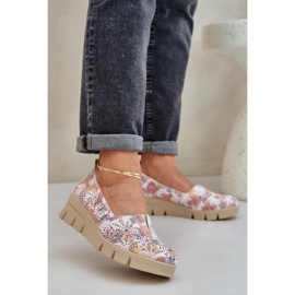 Jezzi Zapatos para mujeres con un patrón de cuña multicolor abierta blanco 3