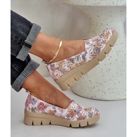 Jezzi Zapatos para mujeres con un patrón de cuña multicolor abierta blanco 8