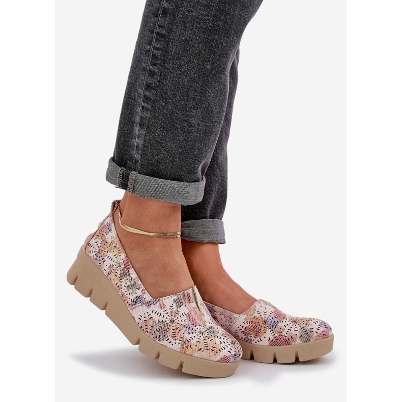 Jezzi Zapatos para mujeres con un patrón de cuña multicolor abierta blanco 1 Jezzi Zapatos para mujeres con un patrón de cuña multicolor abierta blanco 1
