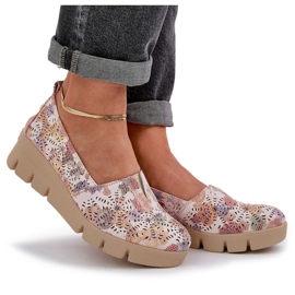 Jezzi Zapatos para mujeres con un patrón de cuña multicolor abierta blanco 9