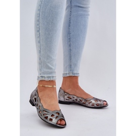 Jezzi Ballerinas de Silver Openwork con dedos desnudos plata 2