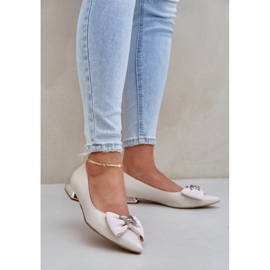 Laura Messi Pombas de mujer de cuero elegantes con una laurea Messi 2893 beige arco 4
