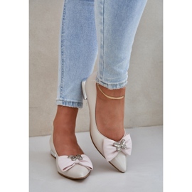 Laura Messi Pombas de mujer de cuero elegantes con una laurea Messi 2893 beige arco 6