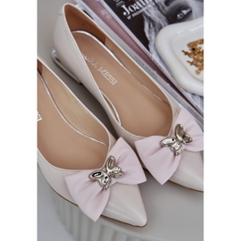 Laura Messi Pombas de mujer de cuero elegantes con una laurea Messi 2893 beige arco 7