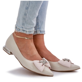 Laura Messi Pombas de mujer de cuero elegantes con una laurea Messi 2893 beige arco 9